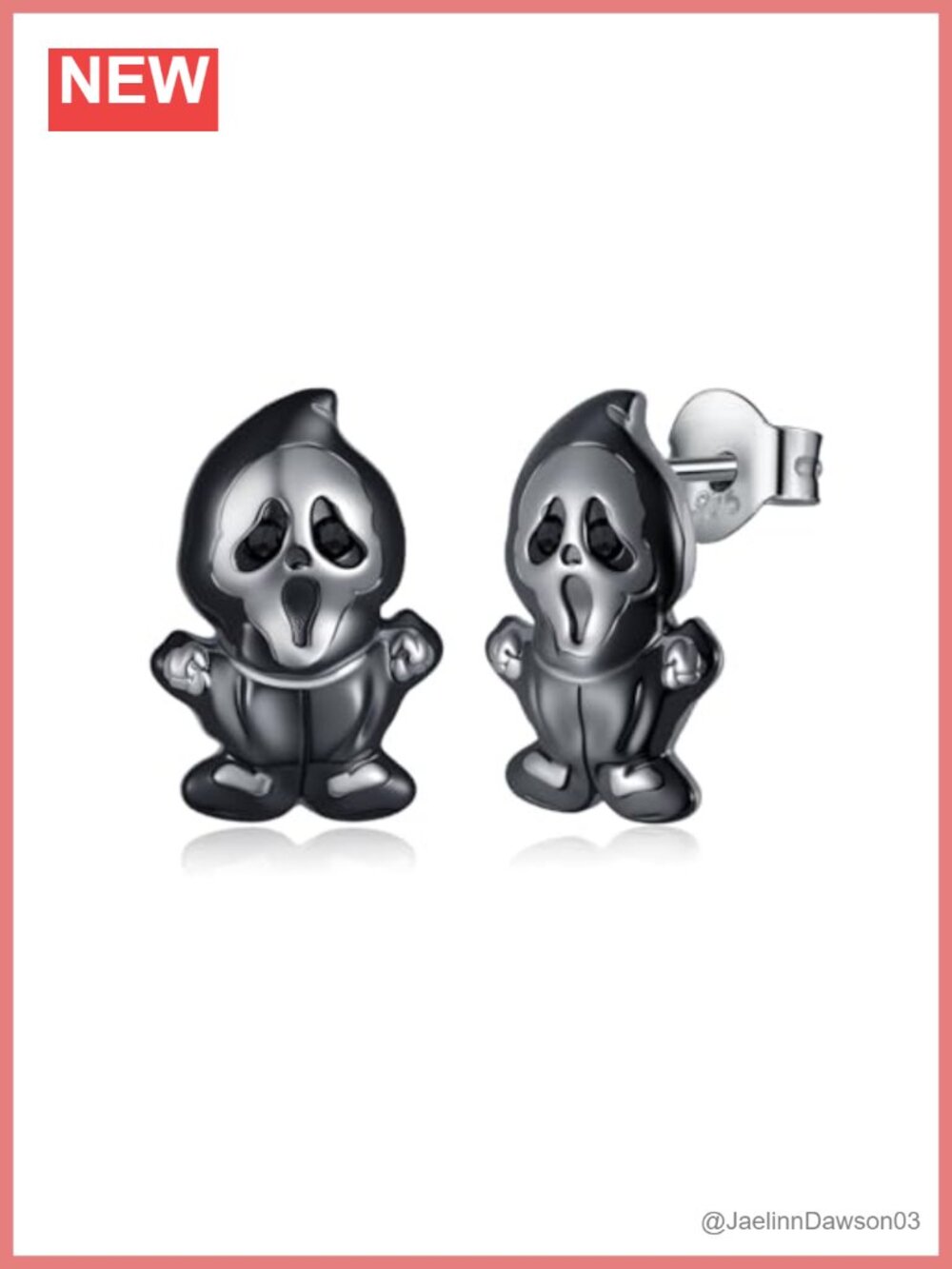 925 Sterling Silver Ghost Stud Earrings Halloween Scream Jewelry Gift for Women
